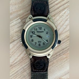 Timberland Men’s Watch Indiglo Dial Genuine Leather and Canvas Strap Date Window